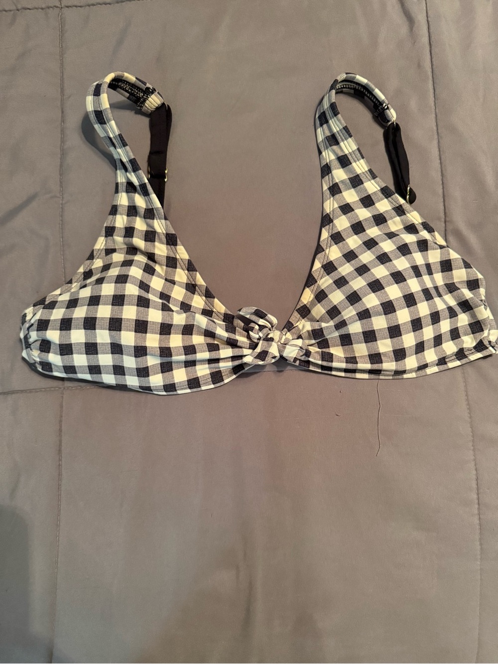 Black & White Gingham Triangle Bikini Top - Women’s Swimwear